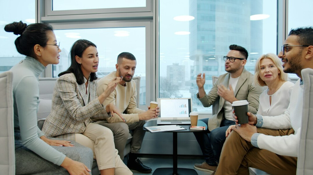 diverse people talking together