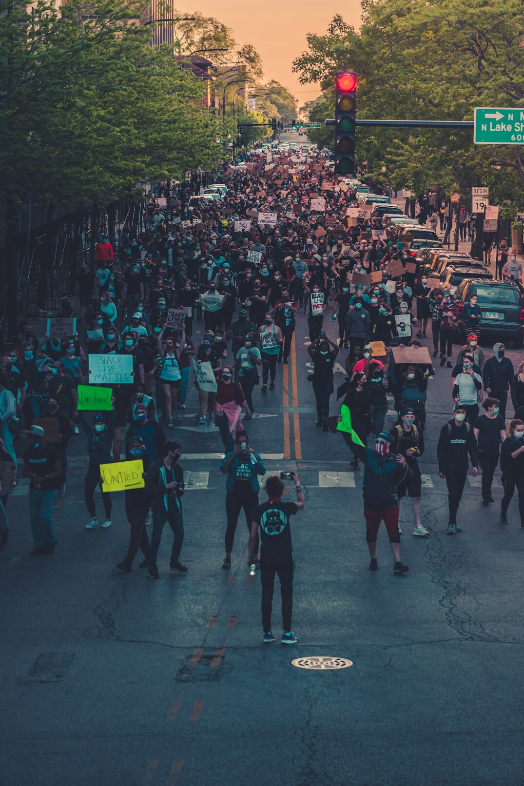 diverse crowd protesting