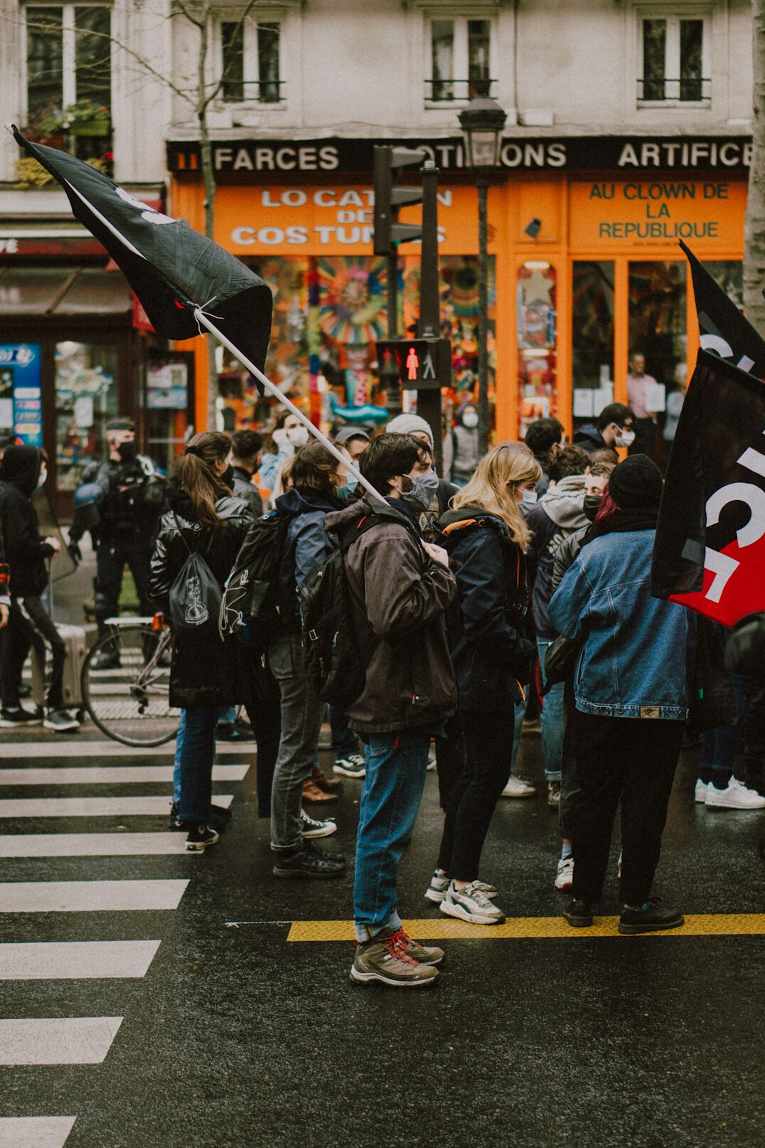 people protesting in street